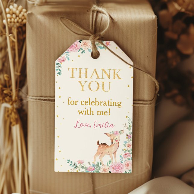 Pink Floral Onederful Deh Party Vielen Dank Geschenkanhänger (Von Creator hochgeladen)