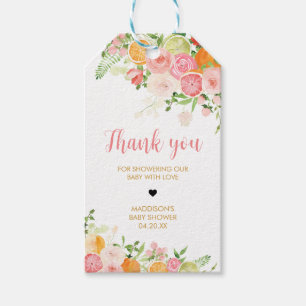 Pink Floral Orange Citrus Liebesmarken Geschenkanhänger