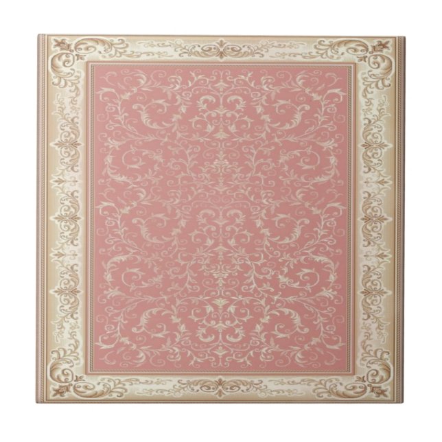 Pink Floral Oriental Muster Fliese (Vorderseite)