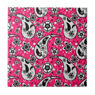 Pink Floral Paisley Design Fliese