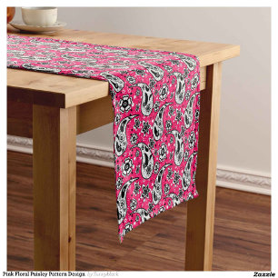 Pink Floral Paisley Design Kurzer Tischläufer