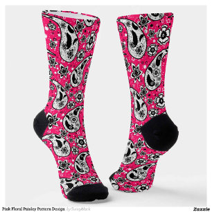 Pink Floral Paisley Design Socken