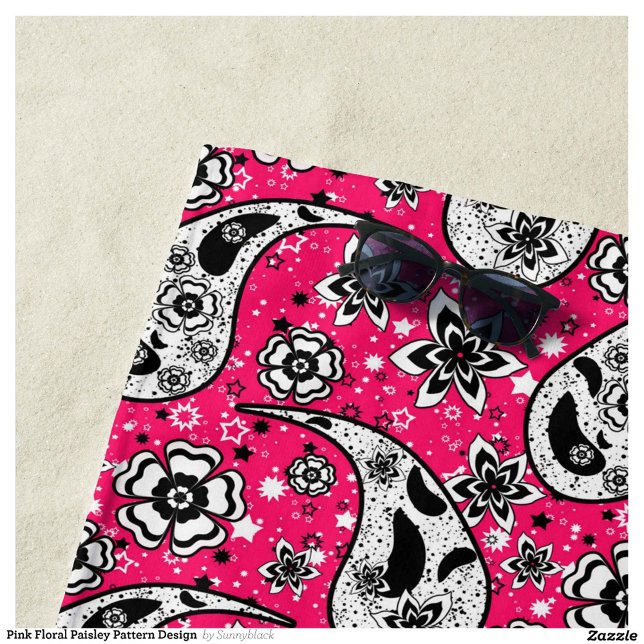 Pink Floral Paisley Design Strandtuch (Von Creator hochgeladen)