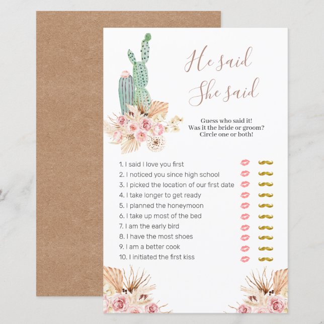 Pink Floral Pampes Grass Er sagte, sie sagte: "Spi (Vorne/Hinten)