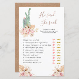 Pink Floral Pampes Grass Er sagte, sie sagte: "Spi