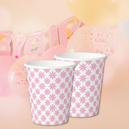 Pink Floral Paper Cups Pappbecher