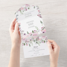 Pink Floral Paradies All In One Einladung