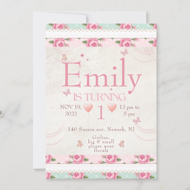 Pink Floral Party Love Shack Fancy Invitation (Devant)