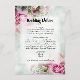 Pink Floral Pastel Détails du Mariage Carte de boî