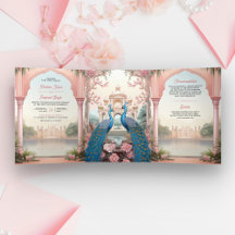 Pink Floral Peacocks Royal Indian Palace Wedding