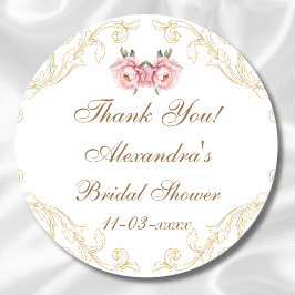 Pink Floral Peony Vintages Brautparty Vielen Dank Runder Aufkleber
