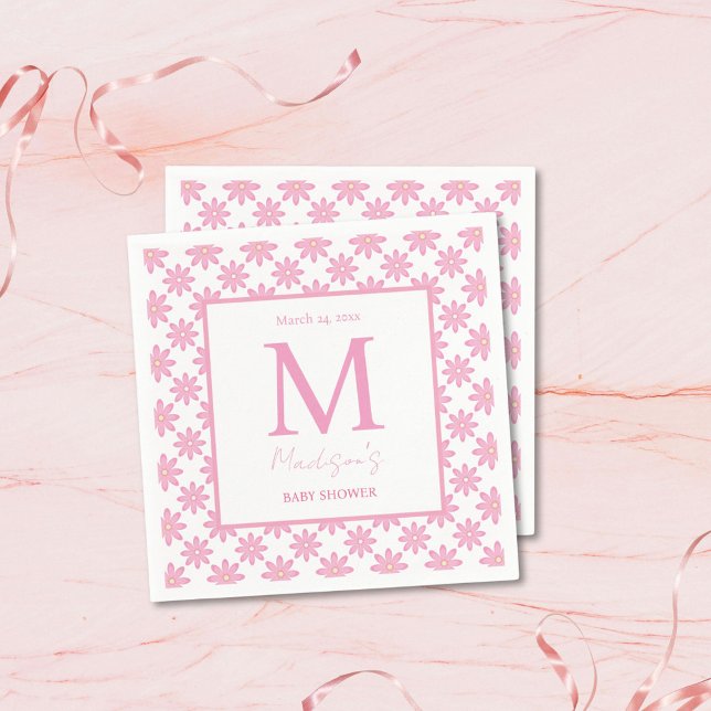 Pink Floral Personalized Baby Shower  Serviette (Von Creator hochgeladen)