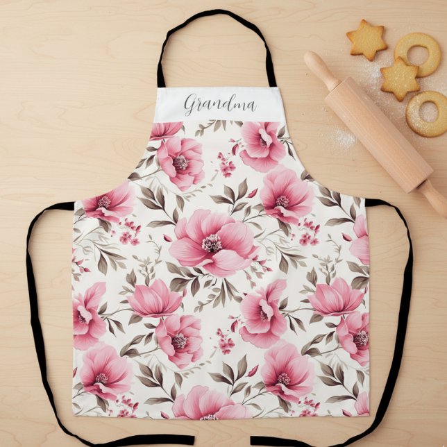 Pink Floral Personalized Grandma Schürze (Von Creator hochgeladen)