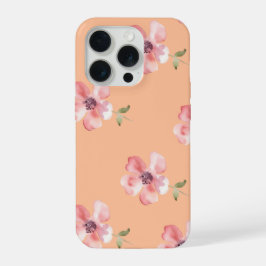 Pink Floral Phone Case – Orange Pastel Pattern iPhone 15 Pro Hülle