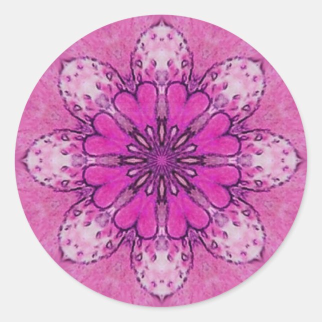 PINK FLORAL pink violett lila weiß Runder Aufkleber (Vorderseite)