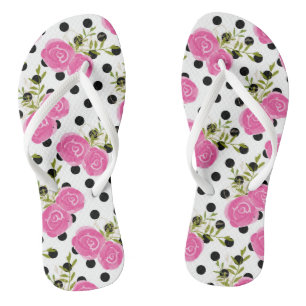 Pink Floral Polka dot Flip Flops