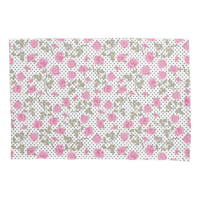 Pink Floral Polka Dot Pattern Kissenbezug (Vorderseite)