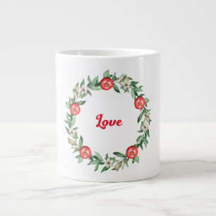 Pink Floral Pomegranate Jumbo Liebe Tasse