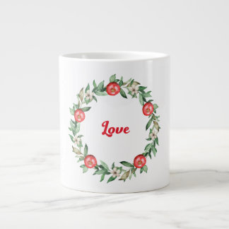 Pink Floral Pomegranate Jumbo Liebe Tasse