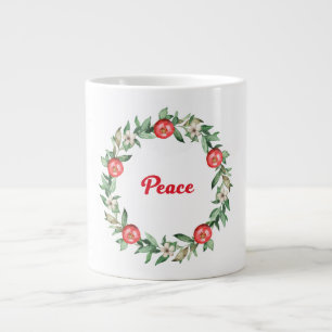 Pink Floral Pomegranate Jumbo Peace Tasse