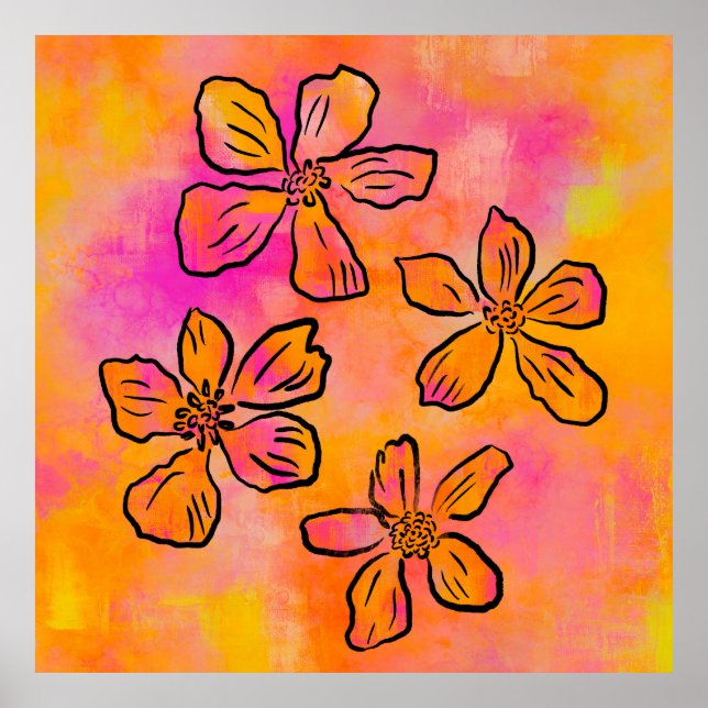 Pink Floral Pop Poster (Vorne)