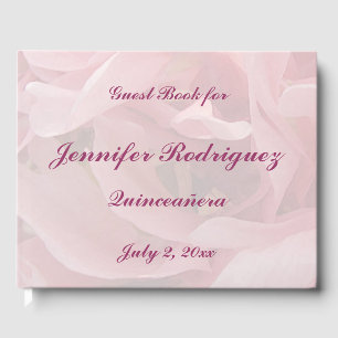Pink Floral Poppy Blume Quinceañera Gästebuch