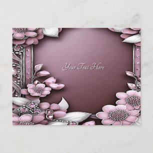 Pink Floral Postkarte