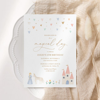 Pink Floral Princess Girl Birthday Party Einladung