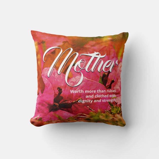 Pink Floral PROVERBS 31Christliche Mama Kissen (Vorderseite)