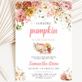 Pink Floral Pumpkin Baby Dusche Einladung