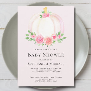 Pink Floral Pumpkin Couples Kinderdusche Einladung