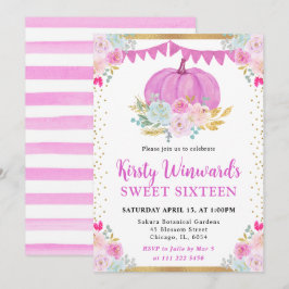 Pink Floral Pumpkin Fall 16 . Geburtstag Einladung