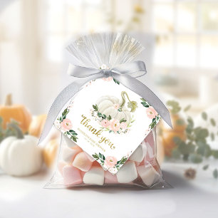 Pink Floral Pumpkin Fall Baby Dusche Danke Geschenkanhänger