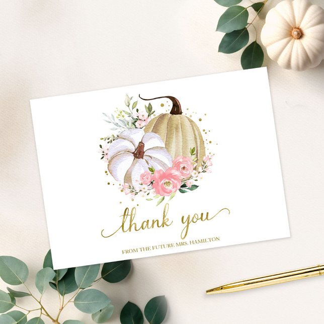 Pink Floral Pumpkin Fall Brautparty Vielen Dank Einladung (Von Creator hochgeladen)