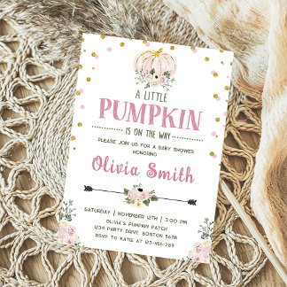Pink Floral Pumpkin Fall Kinderdusche Einladung