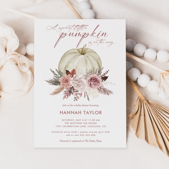 Pink Floral Pumpkin Girl Babydusche Einladung (Von Creator hochgeladen)