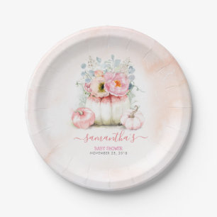 Pink Floral Pumpkin Hochzeit im Herbst Pappteller