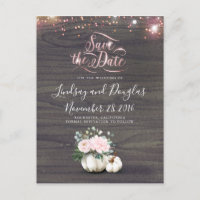 Pink Floral Pumpkin Rustikaler Fall Save the Date