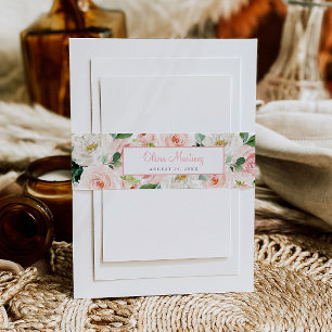 Pink Floral Quinceañera Einladung Bauch Band Rose