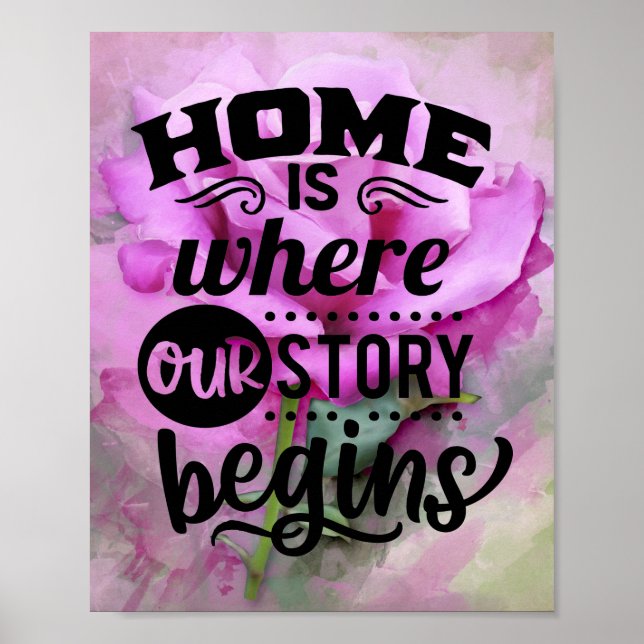 Pink Floral Quote Poster (Vorne)