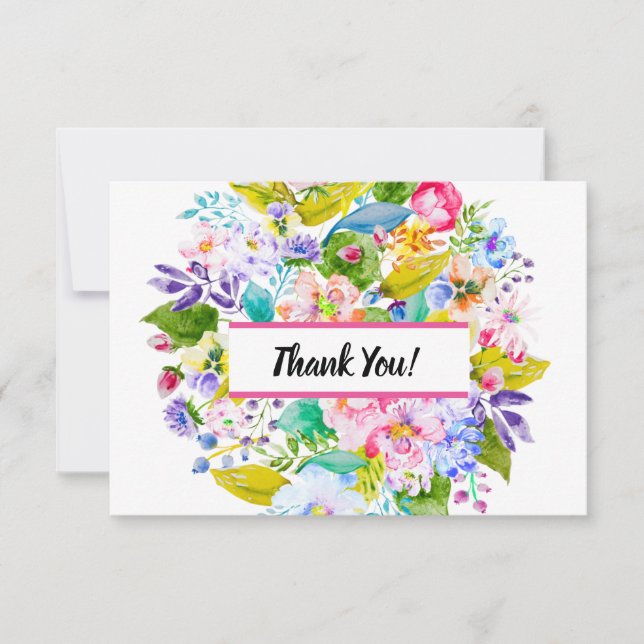 Pink Floral Romantic Wedding Danke (Vorderseite)