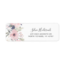 Pink Floral Rose Aquarellschrift Rücksendeadresse