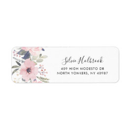 Pink Floral Rose Aquarellschrift Rücksendeadresse