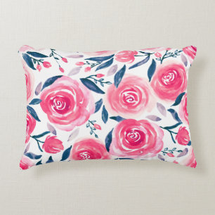 Pink Floral Rose Muster Dekokissen