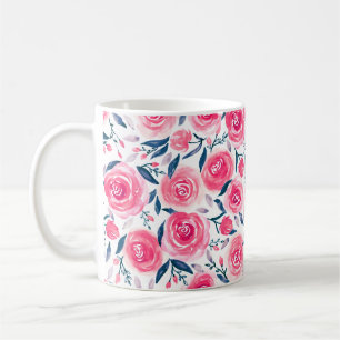 Pink Floral Rose Muster Kaffeetasse