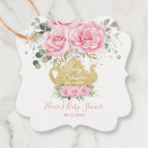 Pink Floral Rose Tee-Party Kinderdusche Danke
