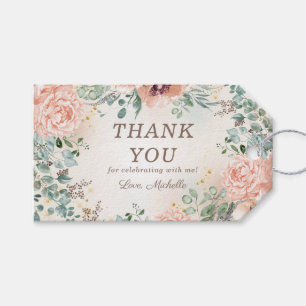 Pink Floral Sage Green Blätter Geburtstag Vielen D Geschenkanhänger