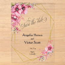 Pink Floral Save the Date Invitation