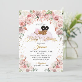 Pink Floral Schlafsäckchen Babydusche Einladung