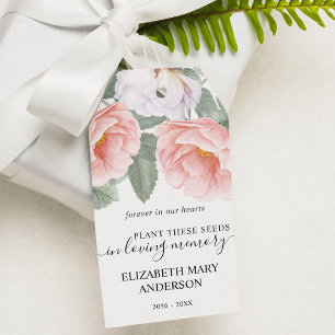 Pink Floral Seed Packet Gedenkfeier Beerdigung Geschenkanhänger